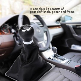 5 Speed Gear Shift Knob Stick Boot Gaiter Frame for VW Passat B6 Black