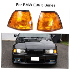 Corner Light Lens Replacement Yellow Amber Indicator Lamp Replacement For Side Corner Signal Light Fit For BMW E36 3 Series 1992-1998