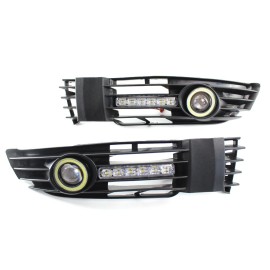Pair of Front Bumper Grille Fog Light LED DRL Turn Signal Lamp Replacement For VW Passat B5.5
