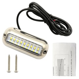 27LED Underwater Boat Lights Stainless Steel Pontoon Marine Transom Lights for Swiming Driving Fishing, Waterproof IP68 Lamp