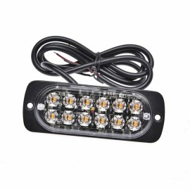 4PCS 12 Strobe LED Amber Hazard Beacon Emergency Flashing Side Marker Light Bars Warning Signal Towing Truck Flashing Lamp