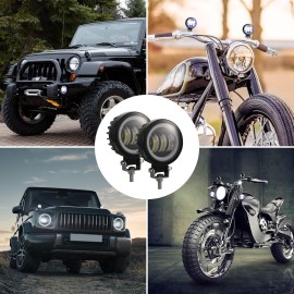2pcs 4 Inch 30W Fog Light 6000K 12-30V DC 8000LM Waterproof Round LED Angel Eye Light Strip Off-Road Vehicle Marine Work Light Motorcycle Light