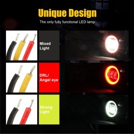2pcs 4 Inch 30W Fog Light 6000K 12-30V DC 8000LM Waterproof Round LED Angel Eye Light Strip Off-Road Vehicle Marine Work Light Motorcycle Light