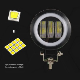 2pcs 4 Inch 30W Fog Light 6000K 12-30V DC 8000LM Waterproof Round LED Angel Eye Light Strip Off-Road Vehicle Marine Work Light Motorcycle Light