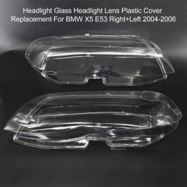 Headlight Glass Headlight Lens Plastic Cover Replacement For BMW X5 E53 Right+Left 