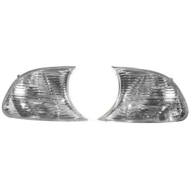 1 Pair Corner Lights Clear Lens White 63126904307 63126904308 Left & Right Replacement for BMW 3 Series E46