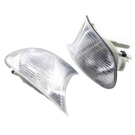 1 Pair Corner Lights Clear Lens White 63126904307 63126904308 Left & Right Replacement for BMW 3 Series E46