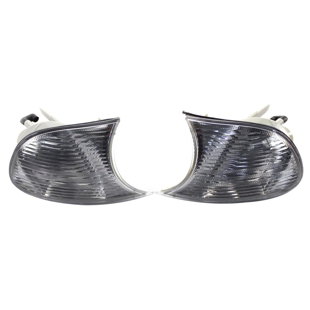 1 Pair Corner Lights Clear Lens White 63126904307 63126904308 Left & Right Replacement for BMW 3 Series E46