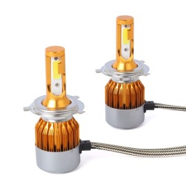 C6 Universal Automobile Headlight Gold Modified Lamp Kit Car LED Conversion COB Bulbs Lamps 6500K White Light