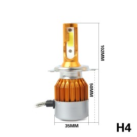 C6 Universal Automobile Headlight Gold Modified Lamp Kit Car LED Conversion COB Bulbs Lamps 6500K White Light