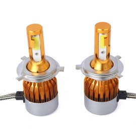C6 Universal Automobile Headlight Gold Modified Lamp Kit Car LED Conversion COB Bulbs Lamps 6500K White Light