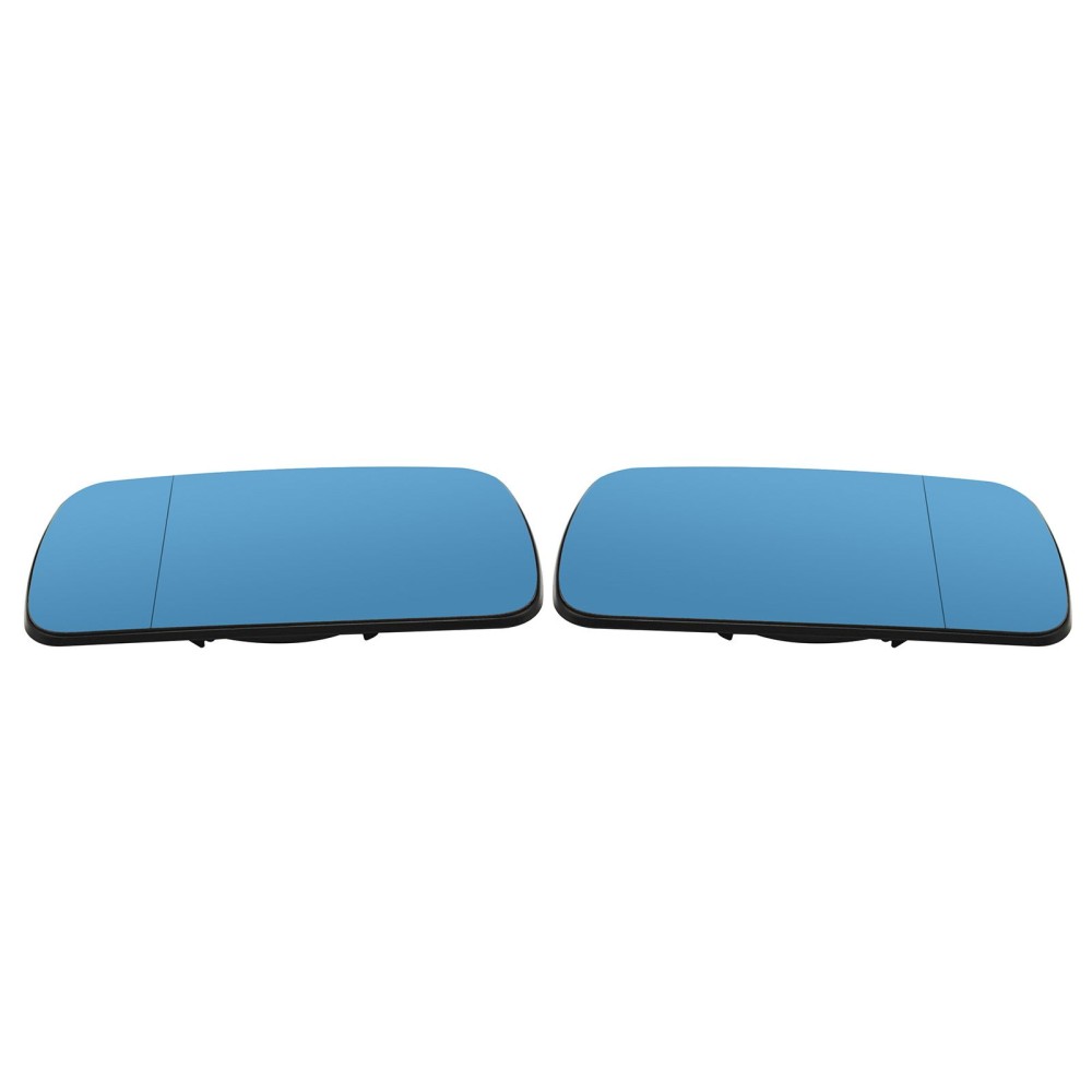 One Pair of Blue Wing Mirror Glass Rearview Heated Mirror Glass with Wide Angle Replacement for BMW E46 E39