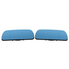 One Pair of Blue Wing Mirror Glass Rearview Heated Mirror Glass with Wide Angle Replacement for BMW E46 E39