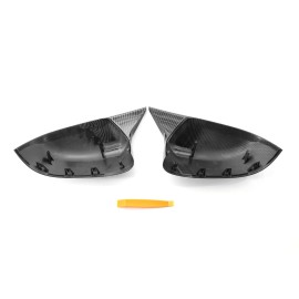 Left & Right Side Mirror Cover One Pair Carbon Fiber Side Door Wing Mirror Cap Covers Rear Mirror Cover Replacement for BMW X3 G01 X4 G02 X5 G05 X6 G06 X7 G07 18-21