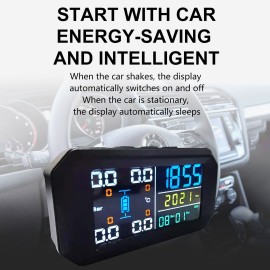 Wireless Tire Pressure Monitoring System External Tire Pressure Monitor for Cars Colorful Screen