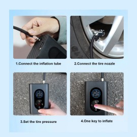 Electric Tire Inflator Mini Cordlessly Portable Car Air Compressor Rechargeable Digital Display Air Pump for Vehicles Tires/Ball/Swim Rings