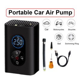 Electric Tire Inflator Mini Cordlessly Portable Car Air Compressor Rechargeable Digital Display Air Pump for Vehicles Tires/Ball/Swim Rings