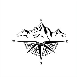 Mountain Compass Stickers, Decal for Car Hood Auto Body Side Door Compass Waterproof Stickers, Vinyl Stripe Decal Sticker for Truck SUV Off-Road Vehicles
