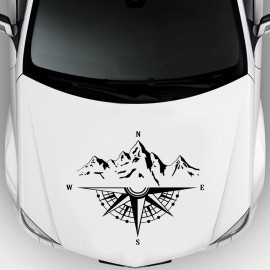 Mountain Compass Stickers, Decal for Car Hood Auto Body Side Door Compass Waterproof Stickers, Vinyl Stripe Decal Sticker for Truck SUV Off-Road Vehicles