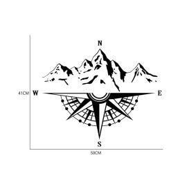Mountain Compass Stickers, Decal for Car Hood Auto Body Side Door Compass Waterproof Stickers, Vinyl Stripe Decal Sticker for Truck SUV Off-Road Vehicles