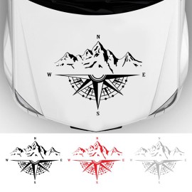 Mountain Compass Stickers, Decal for Car Hood Auto Body Side Door Compass Waterproof Stickers, Vinyl Stripe Decal Sticker for Truck SUV Off-Road Vehicles