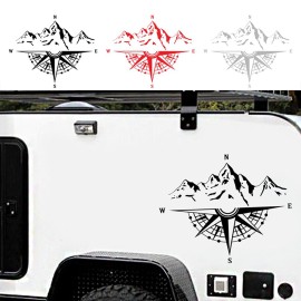 Mountain Compass Stickers, Decal for Car Hood Auto Body Side Door Compass Waterproof Stickers, Vinyl Stripe Decal Sticker for Truck SUV Off-Road Vehicles