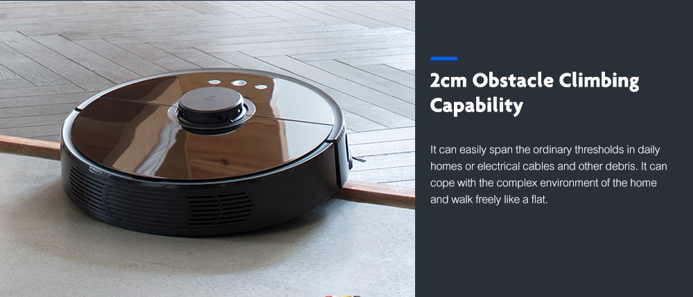 Roborock S55 Smart Robotic Vacuum Cleaner Intelligent Household Sweeper- Black