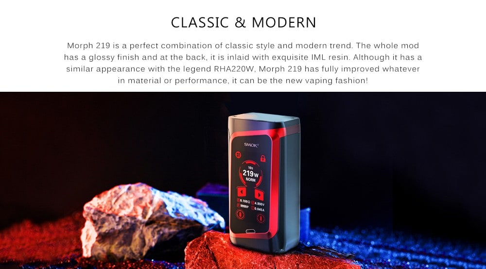 SMOK Morph 219 Touch Screen IQ - S Chip Various Modes 219W Box Mod- Black