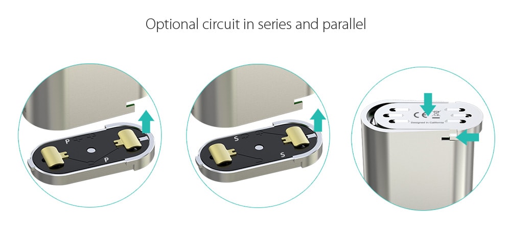 Original Wismec Cricket II - 25 Vapor Mod with 2V - 6V / Multiple Circuit Protection Systems for E Cigarette- Silver