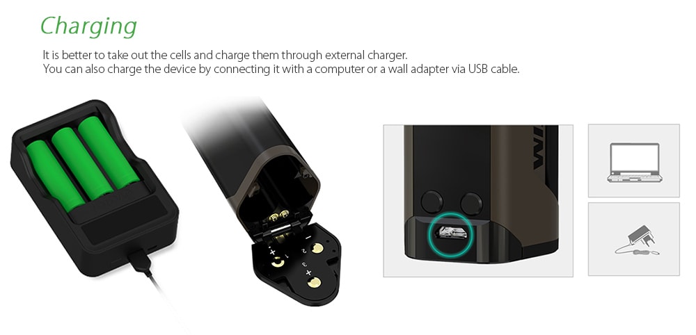 WISMEC Reuleaux RX GEN3 TC Box Mod with 100 - 315C / Supporting 3pcs 18650 Batteries for E Cigarette- Green