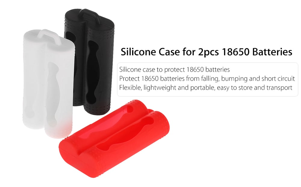 Protective Silicone Case for 2pcs 18650 Batteries- Red