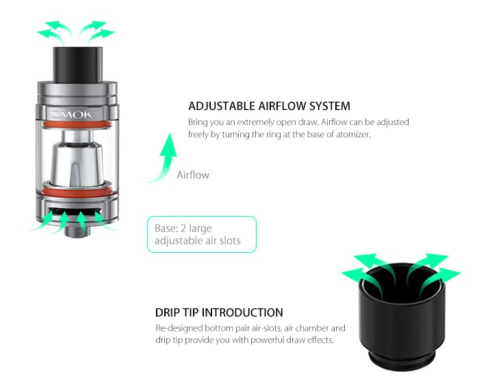 Original SMOK TFV8 BABY BEAST Clearomizer with 3ml / 0.4 ohm Q2 Dual Coil / 0.15 ohm T8 Octuple Coil for E Cigarette- Golden