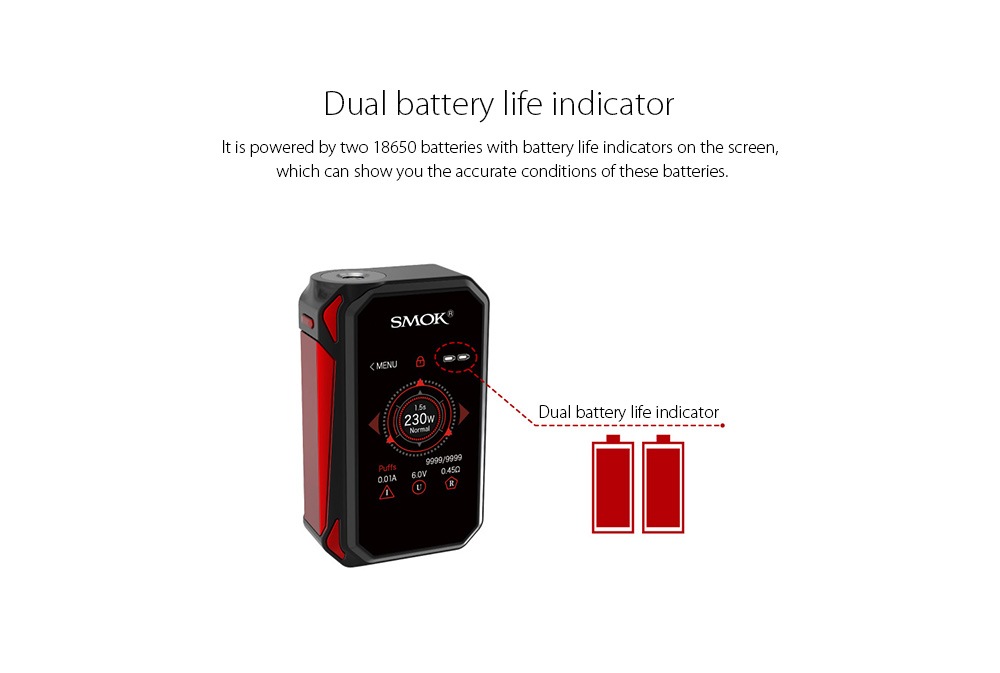 Original SMOK G - PRIV 2 Mod with 1 - 230W / 200 - 600F / 100 - 315C for E Cigarette- Golden