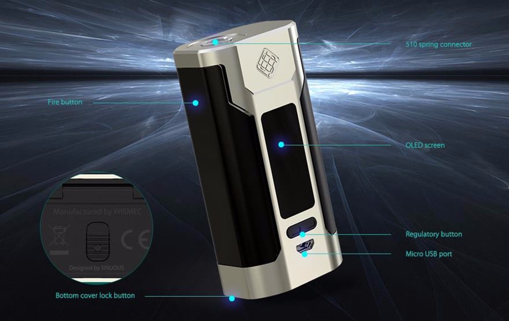 Original WISMEC PREDATOR 228 Box Mod with 1 - 228W / 200 - 600F / 100 - 315C / 0.5 - 9V for E Cigarette- Red