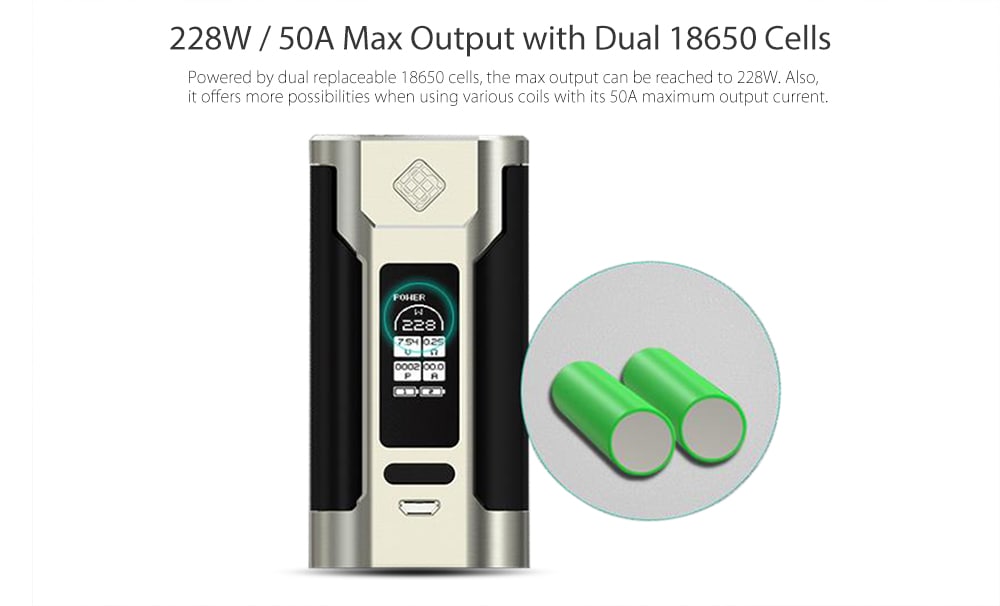 Original WISMEC PREDATOR 228 Box Mod with 1 - 228W / 200 - 600F / 100 - 315C / 0.5 - 9V for E Cigarette- Red