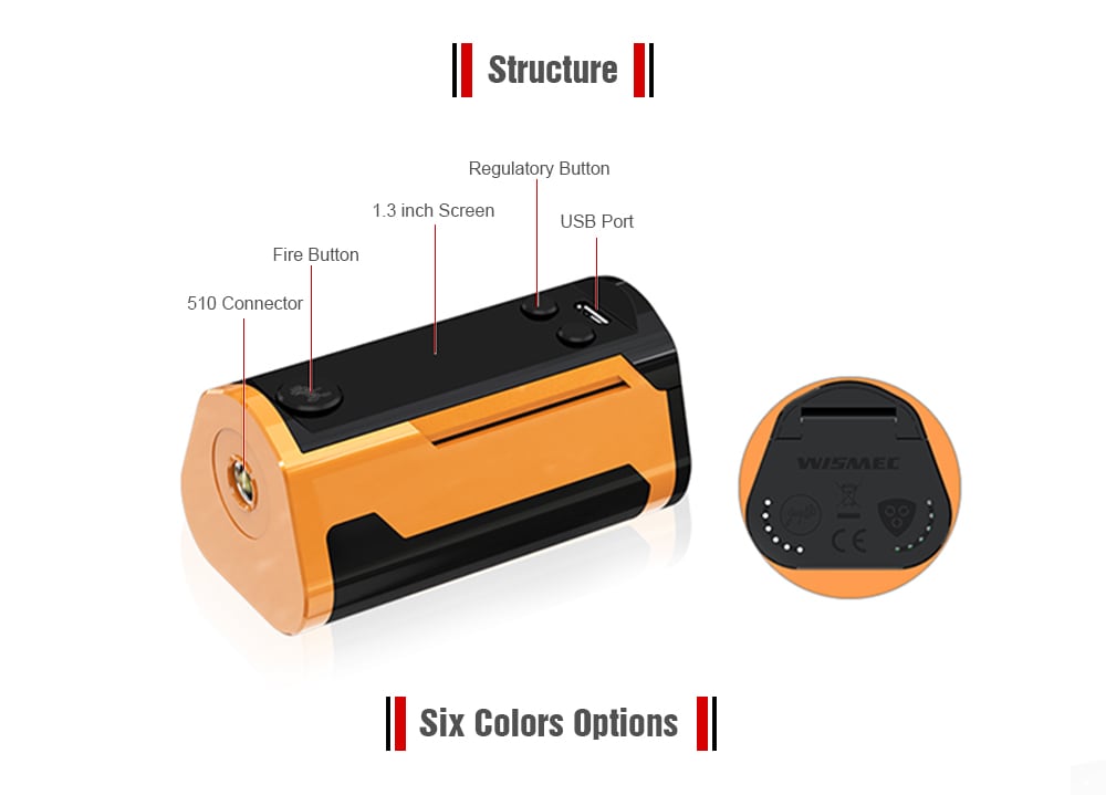 WISMEC Reuleaux RX GEN3 Dual 230W TC Box Mod with 200 - 600F for E Cigarette- Platinum