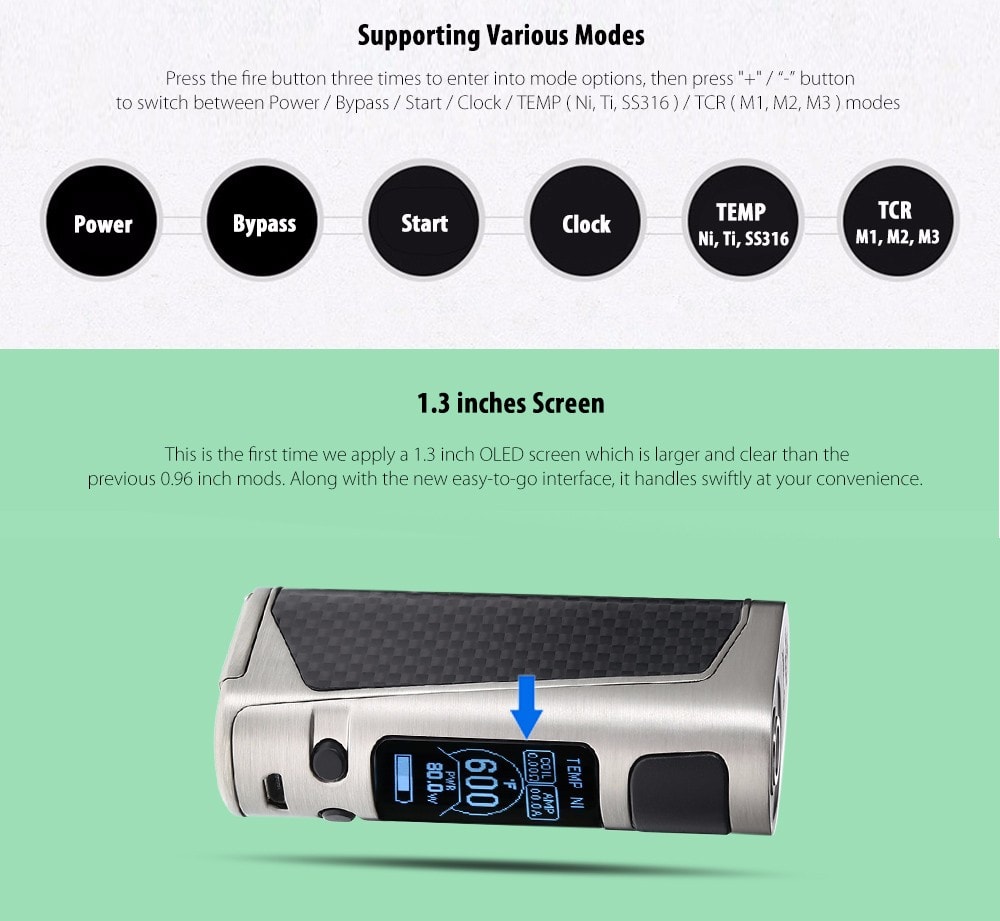 Original Joyetech eVic Primo Mini 80W Box Mod with 100 - 315C / 200 - 600F / Supporting 1pc 18650 Battery for E Cigarette- Yellow
