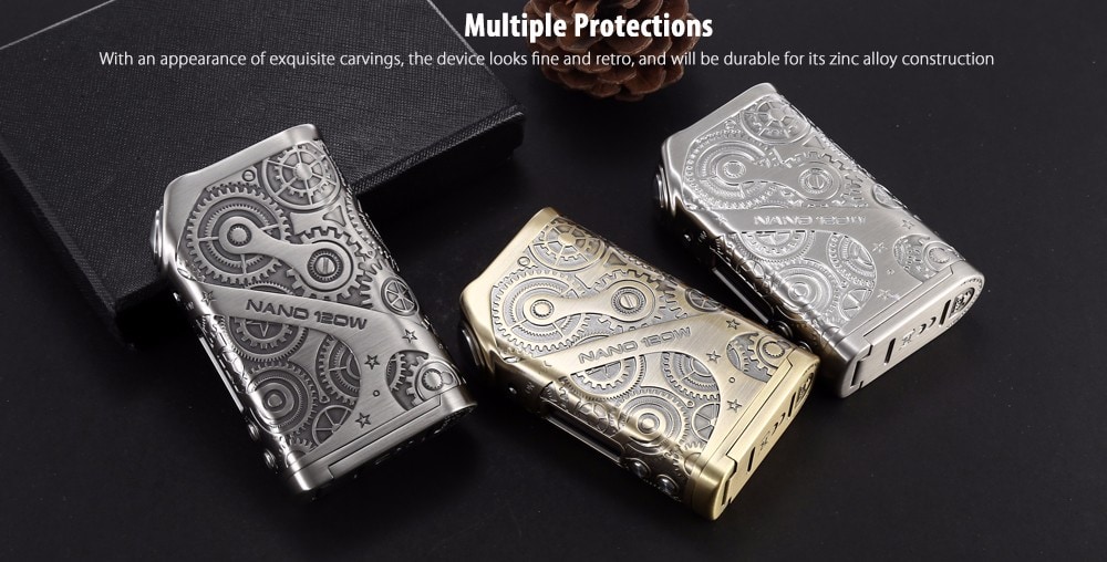 Original Teslacigs Nano 120W Box Mod with 200 - 600F / Supporting 2pcs 18650 Batteries for E Cigarette- light yellow