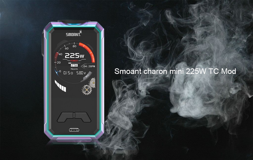 Smoant charon mini 225W TC Mod Supporting 2pcs 18650 Batteries for E Cigarette- Black