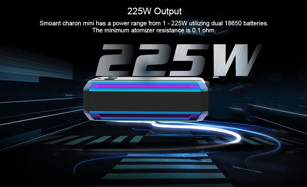 Smoant charon mini 225W TC Mod Supporting 2pcs 18650 Batteries for E Cigarette- Black