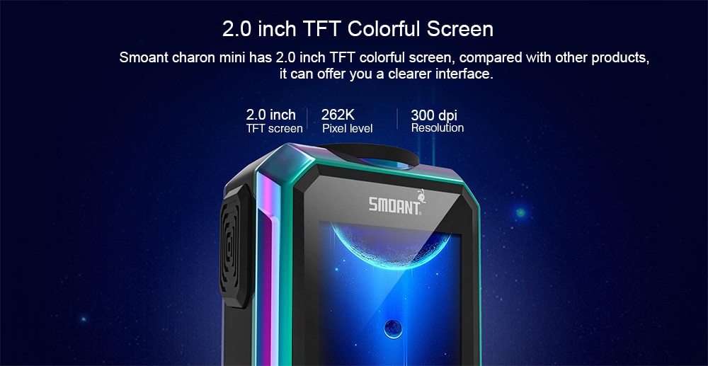 Smoant charon mini 225W TC Mod Supporting 2pcs 18650 Batteries for E Cigarette- Black