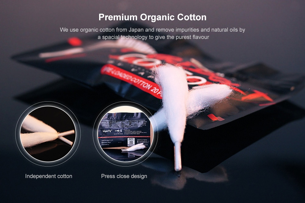 Vapefly Firebolt Cotton with Massive Clouds for Coil Head 20pcs / Bag- White