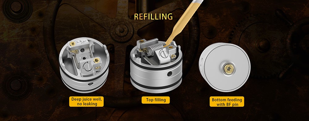Vapefly Holic Fabulous Flavor / Unique Unlimited AFC System / Single Coil Building MTL RDA- Gold