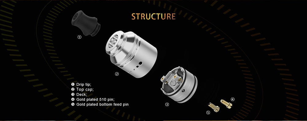 Vapefly Holic Fabulous Flavor / Unique Unlimited AFC System / Single Coil Building MTL RDA- Gold