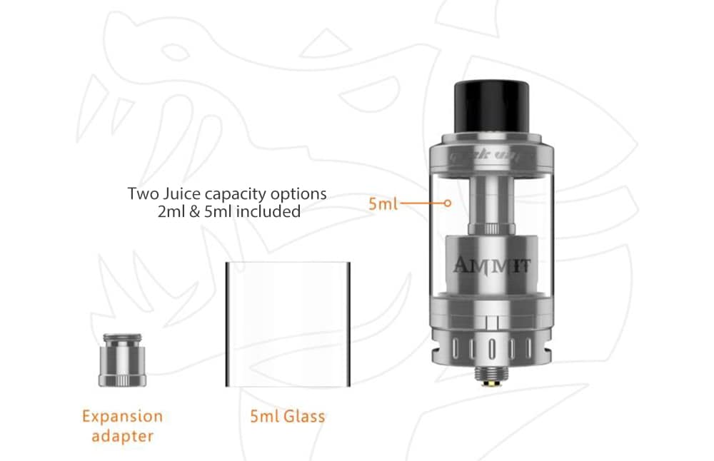 The Geekvape AMMIT 25 Atomizer with Bottom Airflow / 2ml / 5ml for E Cigarette- Silver