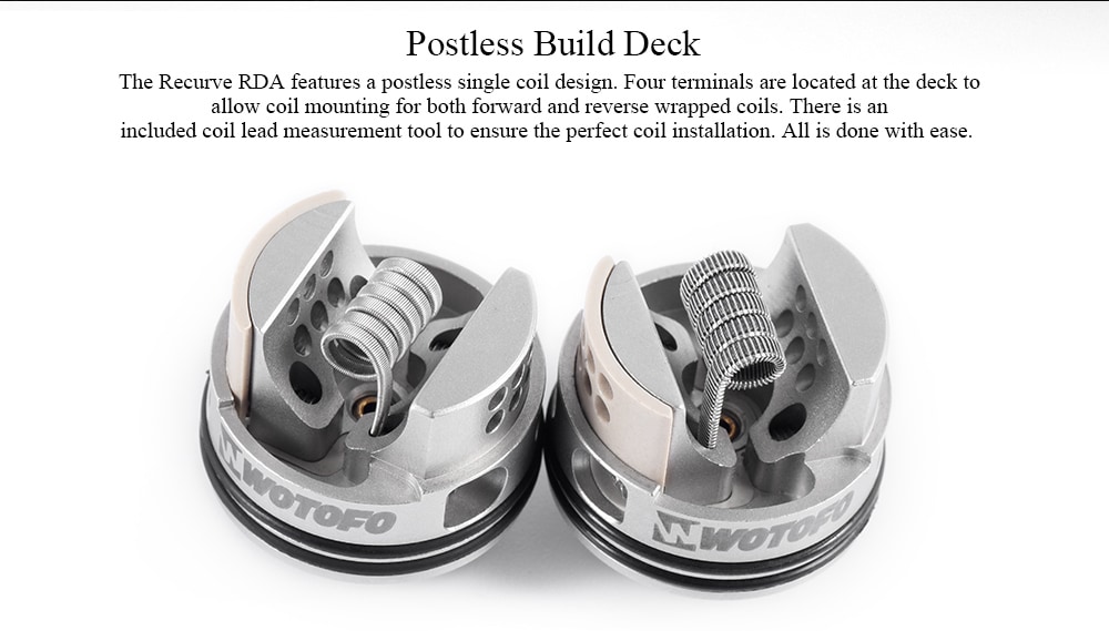 WOTOFO RECURVE RDA with Postless Build Deck for E Cigarette- Gold