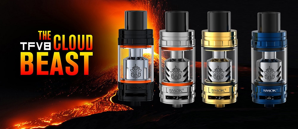 Original Smok TFV8 Cloud Beast Tank Atomizer with 5.5 / 6.0ml / 4 Unique Patented Turbo Engine / Bigger Heating Air Tube E Cigarette Clearomizer- Golden