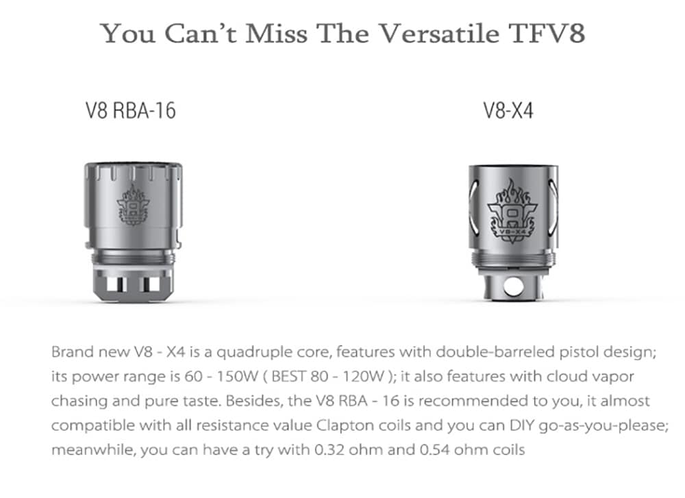 Original Smok TFV8 Cloud Beast Tank Atomizer with 5.5 / 6.0ml / 4 Unique Patented Turbo Engine / Bigger Heating Air Tube E Cigarette Clearomizer- Golden