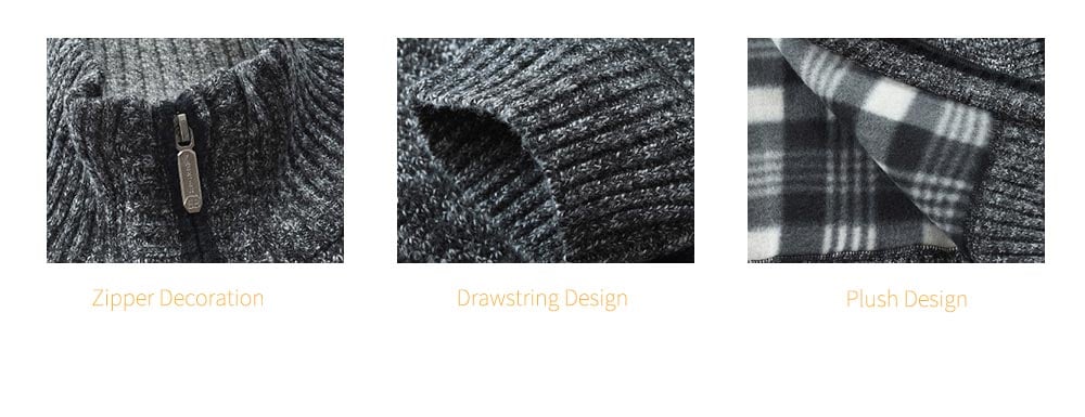 Stylish Stand Collar Sweater with Zipper for Men- Cadetblue L