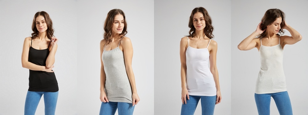 Women's Leisure Vest Elastic Slim Solid Color 4pcs- Multi-A M